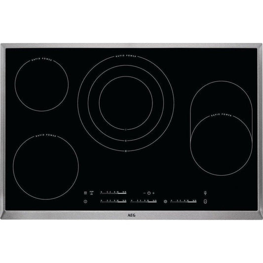 AEG HK854870XB cooktop electric/glass ceramic/ceramic / 76.6 cm/Rapid Power cooking zones/stainless steel