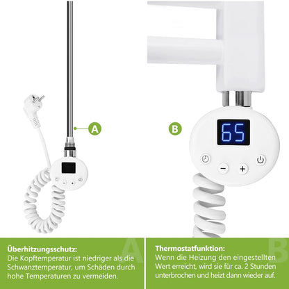 S'AFIELINA Heating Element with Thermostat for Bathroom Towel Warmer 300 watts European Plug White