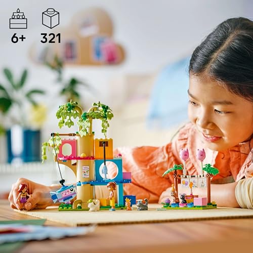 LEGO Friends Cat Birthday Party & Treehouse - Toy with 2 Minifigures & 5 Animal Figures - Rotating table, piñata & fun accessories - Creative gift for girls aged 6+ - 42666