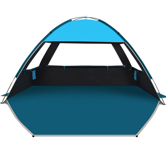 COMMOUDS beach tent for 4-6 people, UPF 50+ beach sun shelter with dark canopy, beach umbrella Lightweight, Easy to Set Up And Carry Beach tent
