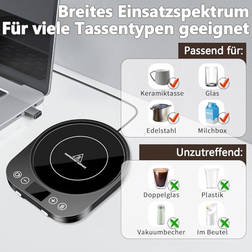 Coffee warmer, Upgraded mug warmer, Electric beverage warmer, Coffee cup warmer with 9 temperature settings, Automatic on/off candle warmer with gravity detection, Scheduled shutdown.