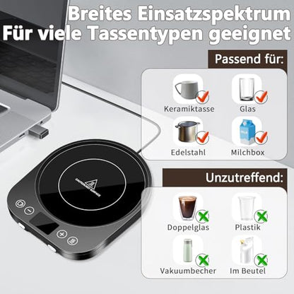 Coffee warmer, Upgraded mug warmer, Electric beverage warmer, Coffee cup warmer with 9 temperature settings, Automatic on/off candle warmer with gravity detection, Scheduled shutdown.