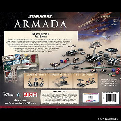 Fantasy Flight Games, Star Wars Armada: Galactic Republic Fleet Expansion Pack for 2 players, ages 14+, with 120 minutes playing time.