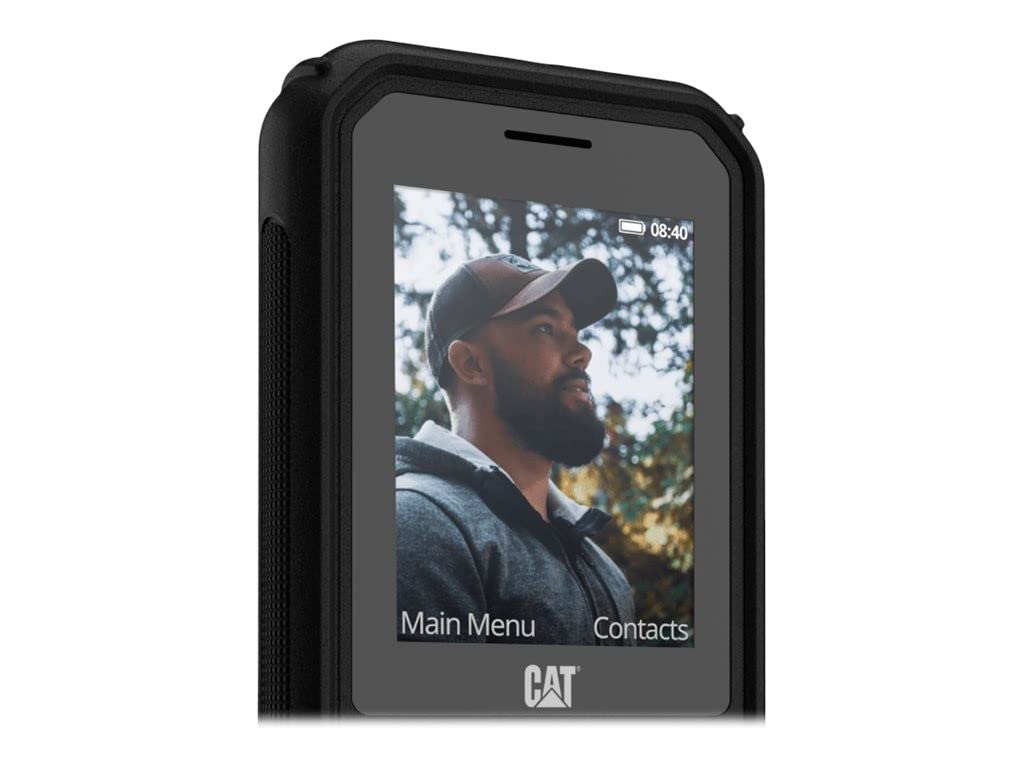 CAT B40 - Robust outdoor phone with 4G LTE (drop-proof, water & dustproof to IP69 and MIL SPEC 810H, antimicrobial, 100-lumen flashlight, 2MP camera, 2.4" display, 30-day battery) in black.