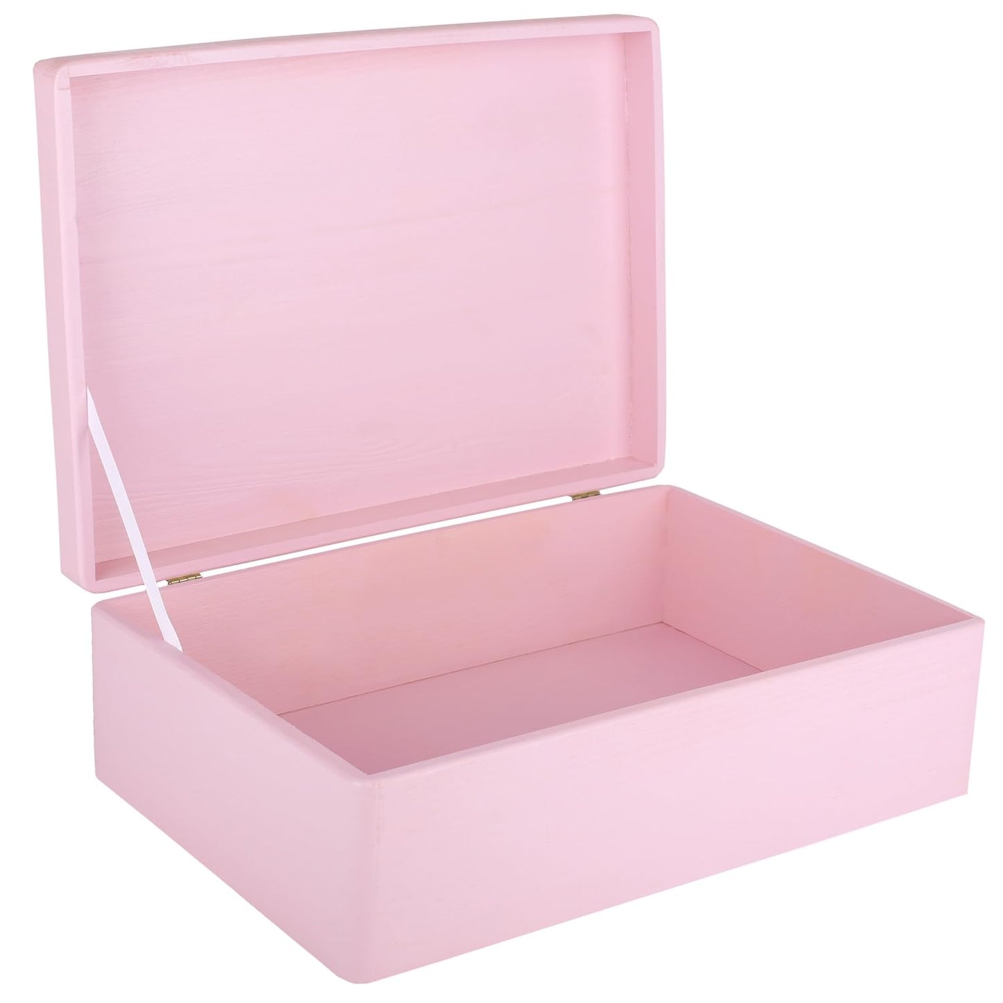 Creative Deco XL Pink Large Wooden Box with Lid | 40x30x14 cm (+/- 1cm) | Memory Box Baby Wood Box with Lid Painted Case | For documents, toys, Christmas | RAW & UNSANDED