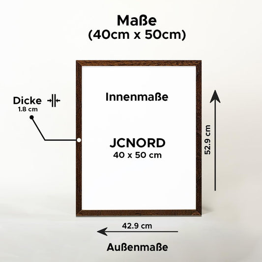 JCNORD MDF Walnut Wood Picture Frame 40x50 cm with shatterproof acrylic glass | Modern photo frame for walls and tables