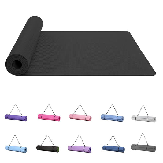 Good Night Yoga Mat, Exercise Mat, Workout, Pilates, Fitness Mat for Men and Women, Non-Slip, Thick, 6mm, High-Density Gym Mats with Carrying Strap, TPE