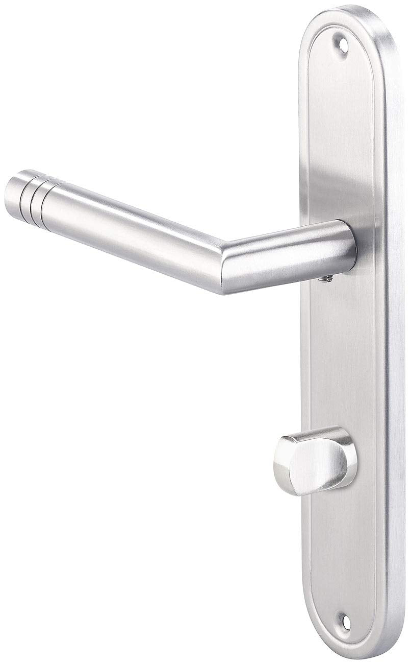 AGT Door Handle: 2-piece stainless steel door handle sets for bathroom & toilet, each with 2 handles (door handle set, WC long plate door fittings, door lock)