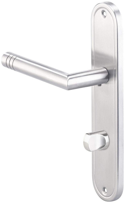 AGT Door Handle: 2-piece stainless steel door handle sets for bathroom & toilet, each with 2 handles (door handle set, WC long plate door fittings, door lock)