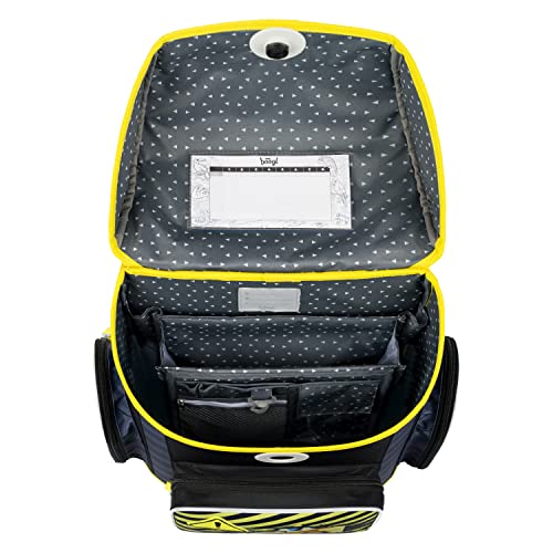 Baagl schoolbag for boys in 1st grade, ergonomic school bag for boys in elementary school, light kids backpack with chest strap (excavator).