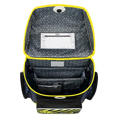Baagl schoolbag for boys in 1st grade, ergonomic school bag for boys in elementary school, light kids backpack with chest strap (excavator).