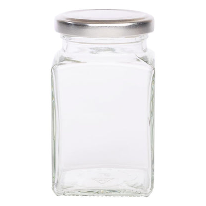 12 square spice jars 260 ml including 24 spice labels, silver lid color
