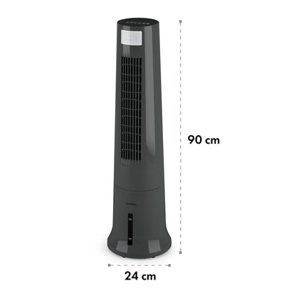 Klarstein portable air conditioner without exhaust hose, 4-in-1 air cooler, quiet fan, humidifier & night mode, mobile air cooler with water cooling, 40 watt, airflow 530m³/h, silver grey.