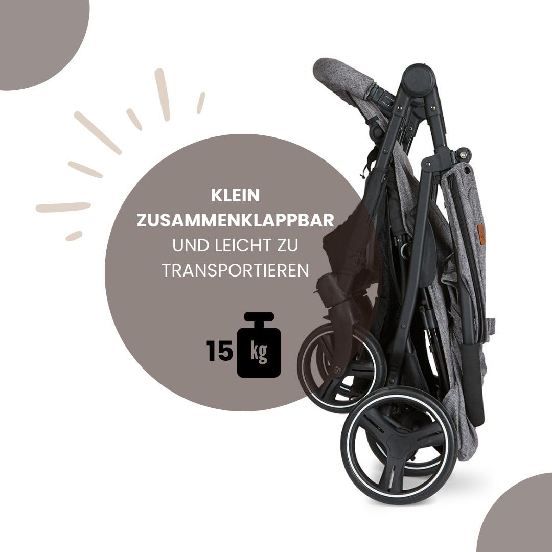 ABC Design Twin Buggy Twin Circle - lightweight and maneuverable stroller for twins with reclining function, small folding sibling stroller - Woven Graphite