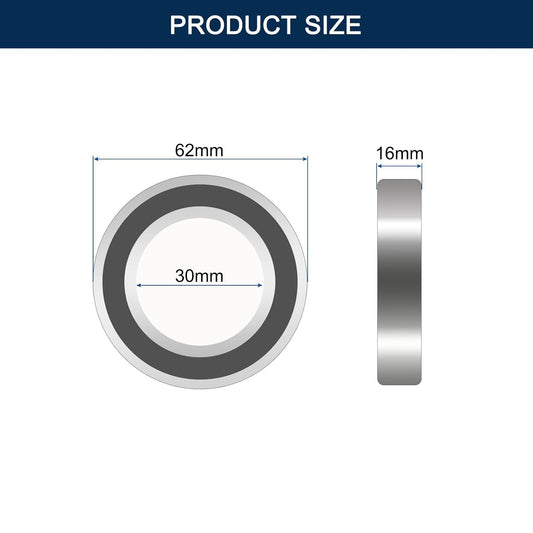 TUZUK 4 Pieces 6206-2RS Ball Bearings Sealed 30x62x16mm Pre-Lubricated/Chrome Steel/Rubber Double Sealed, 6206RS Deep Groove Ball Bearing