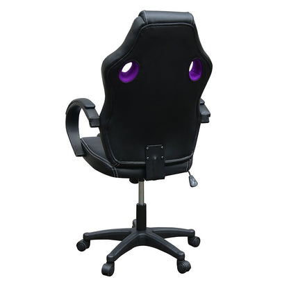 Panana office chair, PU leather+mesh desk chair, gaming chair with high backrest, swivel adjustable height computer chairs (Black+Purple)