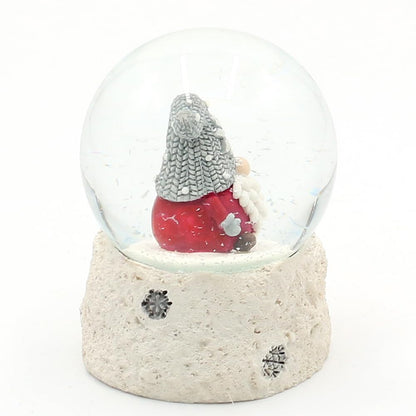 Deco Heroes 24 snow globe Christmas elf with gray hat on white base, L / W / H / Ø ball 6.5 x 6.5 x 8.8 cm Ø 6.5 cm