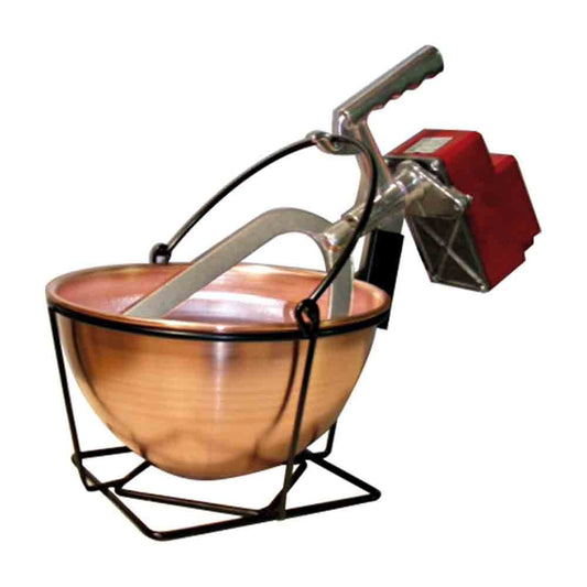 Pentole Agnelli, COCU3165K4,5, pot with iron holder and 16 W motor, copper, silver