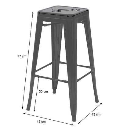 Mendler 4-piece set bar stools HWC-A73, bar chair counter stool, metal industrial design stackable - red.