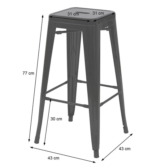 Mendler 4-piece set bar stools HWC-A73, bar chair counter stool, metal industrial design stackable - red.
