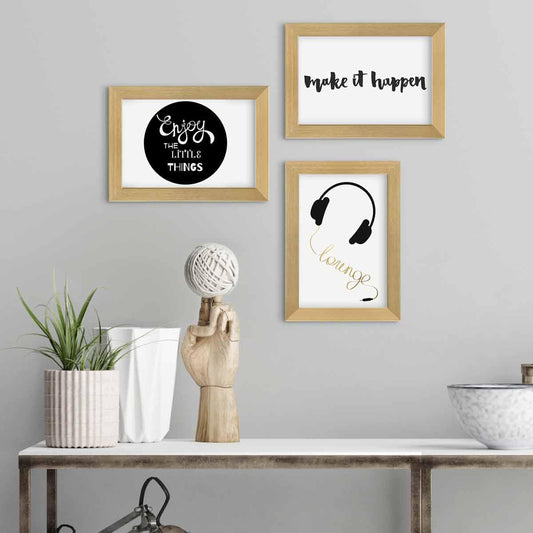 PHOTOLINI Picture Frames 4x6 Gold MDF Wood, 10-piece Poster Frames, shatterproof acrylic glass, for hanging & standing, extra accessories - for photos & posters