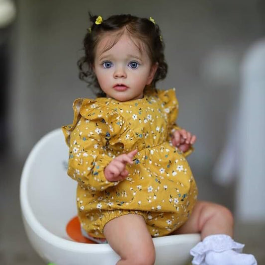 Anano Reborn baby girl lifelike 24 inches 60cm realistic beautiful reborn toddler baby doll like a real baby reborn cloth body baby doll Missy with hair
