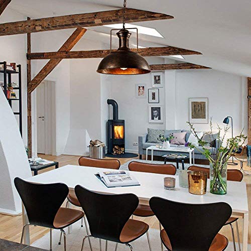 FRIDEKO HOME Pendant Light Dining Table Vintage, Ceiling Light Rustic Industrial Hanging Lamp Ø40cm Wide Living Room Retro Ceiling Light Black Bedroom Lamp Dining Table Lamp Kitchen Lamp Rustic Style