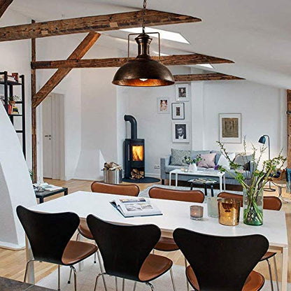 FRIDEKO HOME Pendant Light Dining Table Vintage, Ceiling Light Rustic Industrial Hanging Lamp Ø40cm Wide Living Room Retro Ceiling Light Black Bedroom Lamp Dining Table Lamp Kitchen Lamp Rustic Style