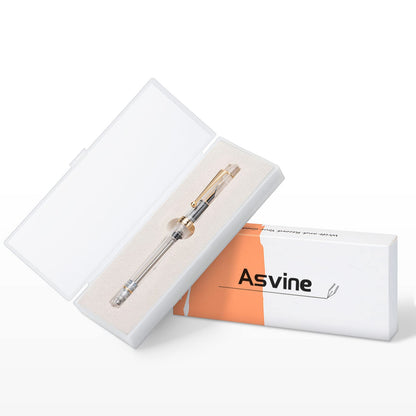 Asvine V126 vacuum filler fountain pen Medium nib Transparent acrylic Clear Large capacity filler with gift box