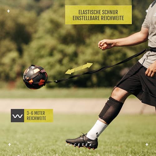 Racetex soccer trainer with cord [ADJUSTABLE LENGTH] - The perfect training tool for soccer players - Soccer trainer accessory for club players - Soccer training belt gift idea