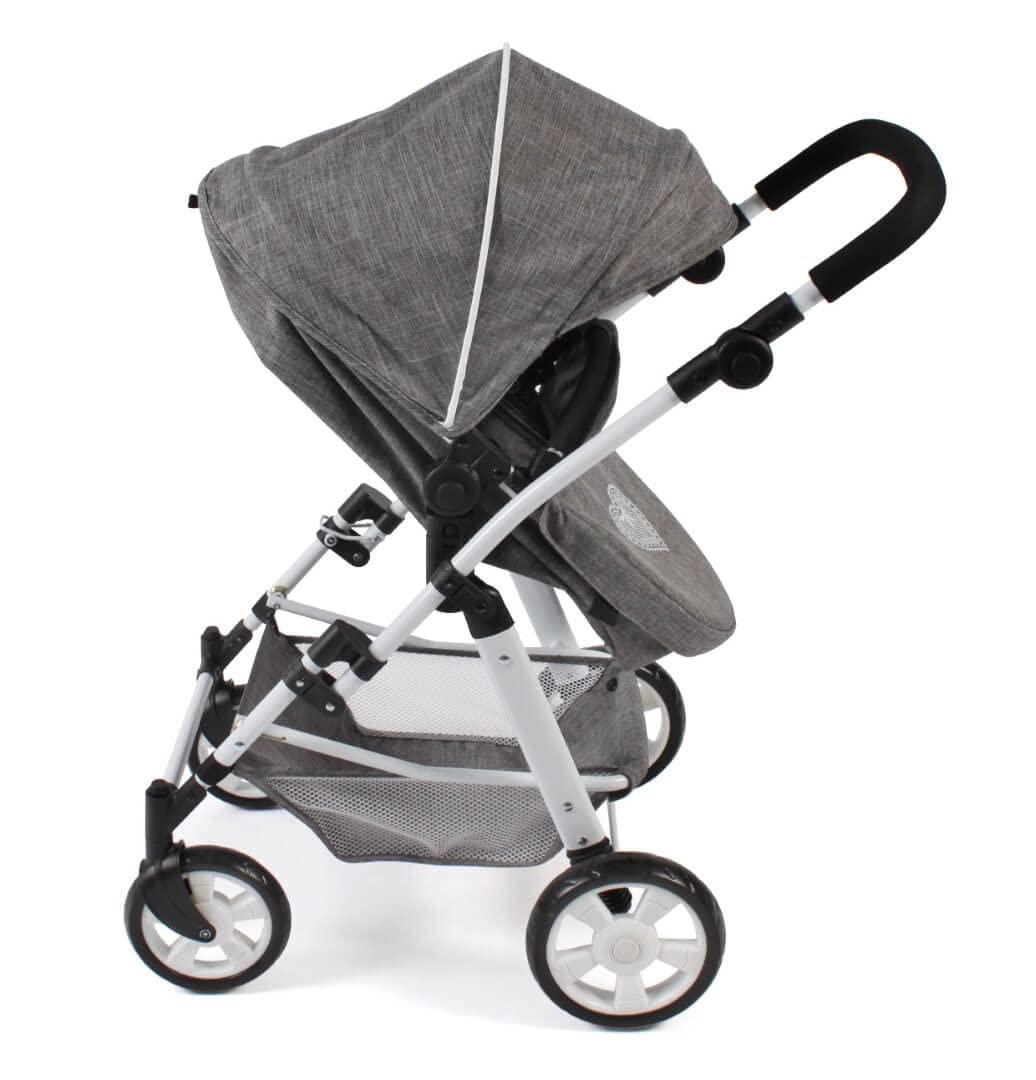 Bayer Chic 2000 - Doll carriage Nele, 2in1 combination doll carriage for children aged 4 to 8 years, denim gray, 45cm-84cm
