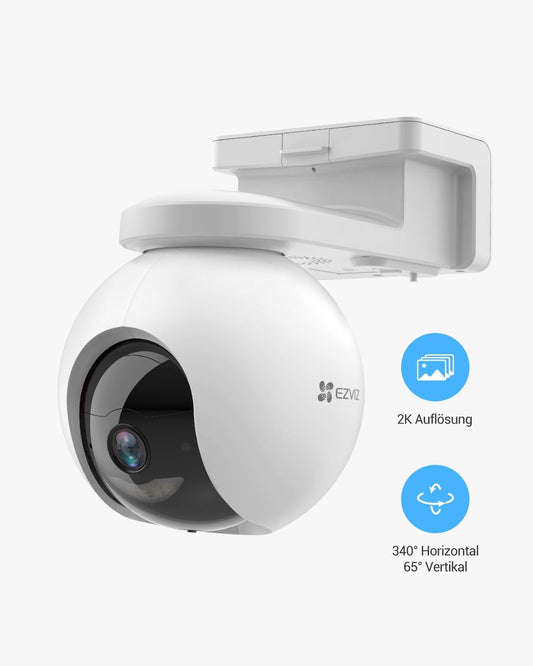 EZVIZ 2K wireless outdoor camera with 10400mAh battery, PT battery camera with AI person detection, Automatic tracking, Active defense with siren and spotlight, Two-way audio.