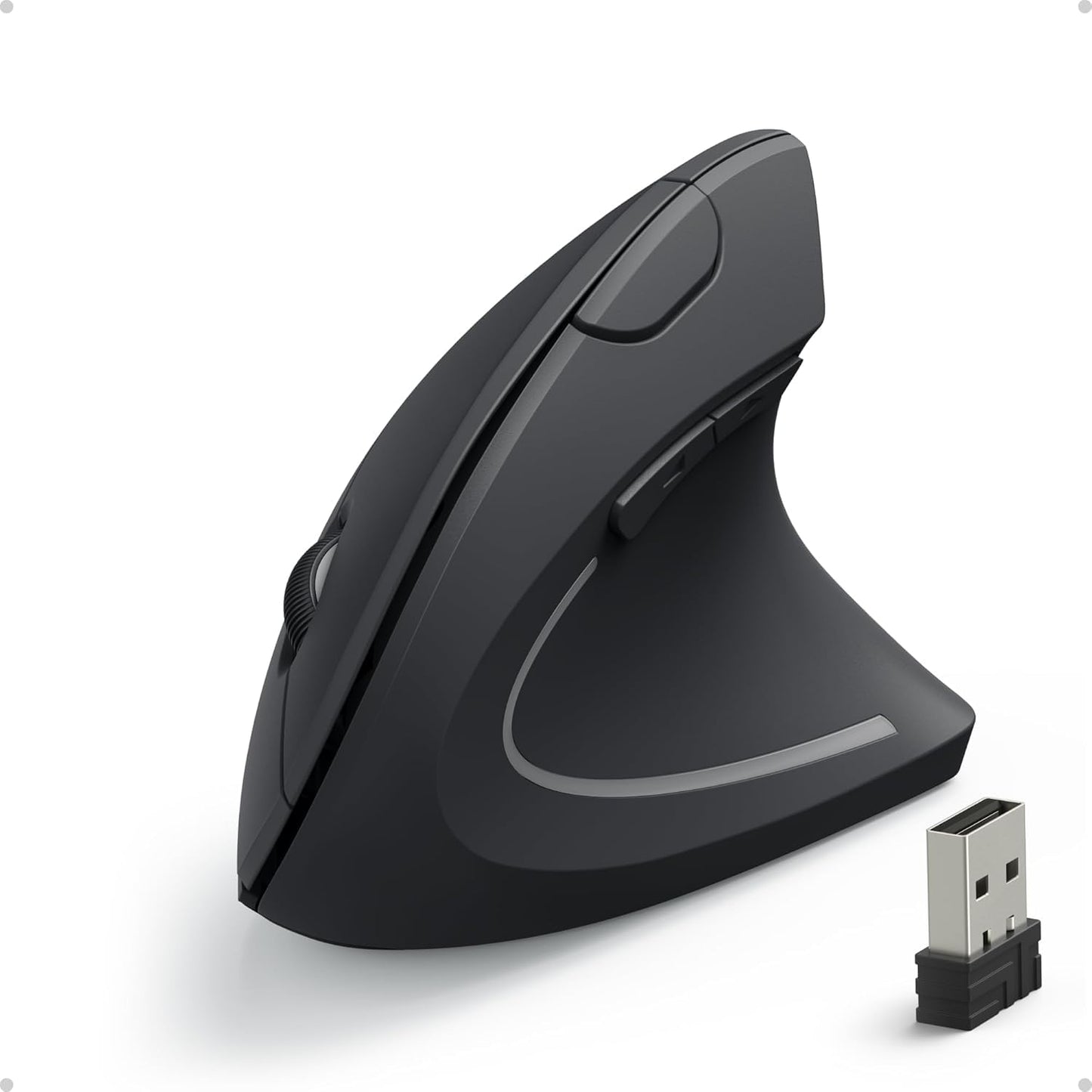 Anchor 2.4G Wireless Vertical Ergonomic Optical Mouse for Windows and Mac OS, USB, 800/1200/1600 DPI, 5 buttons