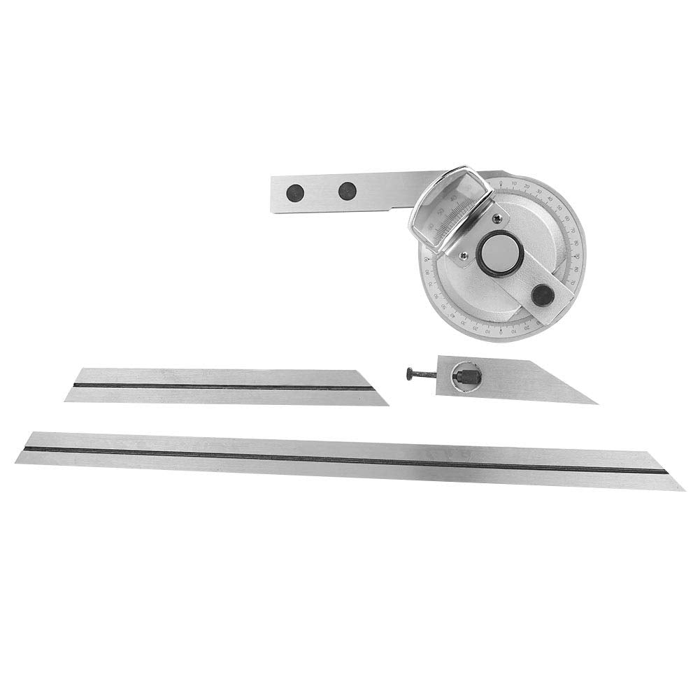 Protractor with adjustable arm 0-360°, universal angle gauge with adjustable leg, high-precision angle measuring ruler for measuring internal and external angles in machining.