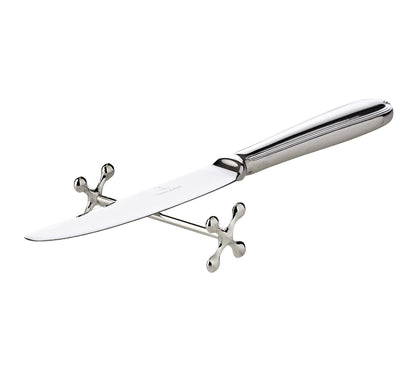 EDZARD 6-piece knife rest set cross (L 7 cm) in silver - holder, storage for cutlery, knives, forks, chopsticks - knife holder for dinner - elegant kitchen decor item for the table