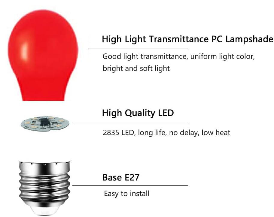 Aiwerttes set with 20 colored LED bulbs 3W E27 A50 mixed red yellow green blue orange, colored bulbs party bulbs [energy class A]