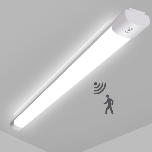 LEOEU 36W LED moisture-proof luminaire with motion sensor, 3950LM 120CM LED tube, IP65 waterproof basement luminaire, ceiling light with motion sensor for office hallway stairs garage storage room, 4000K