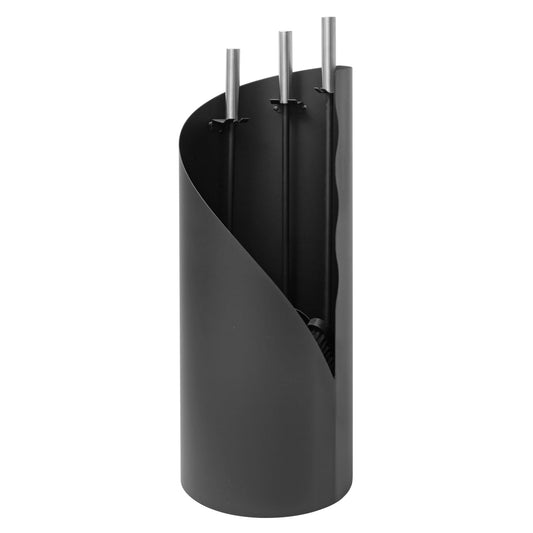 Raik fireplace tool set Fritz 3-piece made of steel fireplace accessories black with stainless steel handles shovel broom and poker minimalist and modern 61 cm