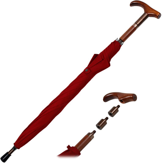 iX-brella Support Umbrella adjustable height with wooden handle - dark red