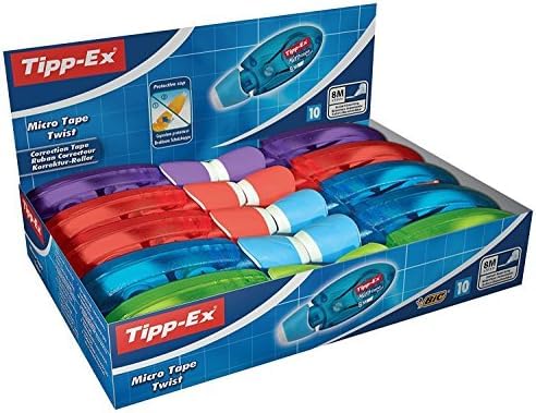Tipp-Ex Correction Tape Micro Tape Twist with cap - 4 colors - 8m x 5mm - 3 packs of 10 - Perfect for office, home office & school