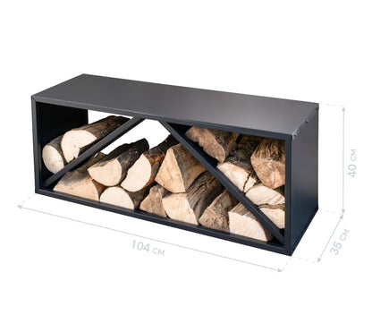 WESTMANN steel firewood rack | 104x34x40 cm black | Firewood rack for indoor & outdoor use | Firewood basket & log holder for storage.