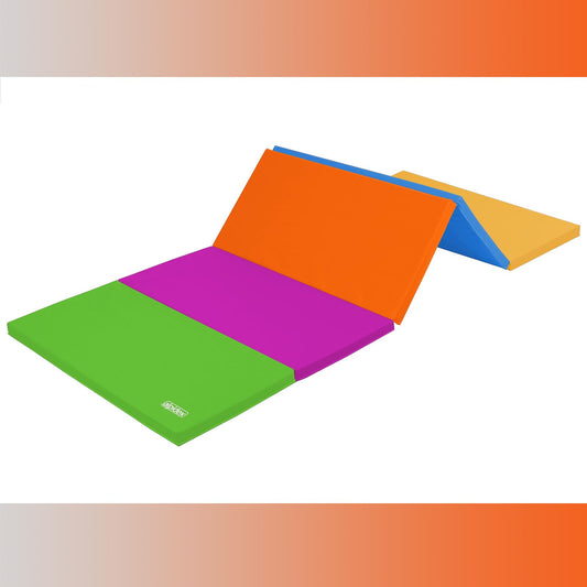 ALPIDEX Folding gymnastics mat 185 x 78 x 3.2 cm Soft floor mat for home, kids, adults, Color: colorful