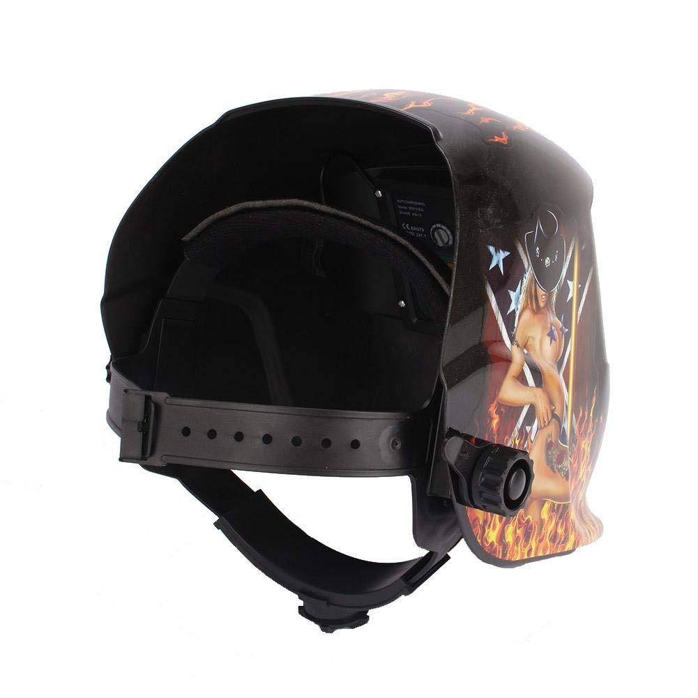 Automatic solar welding helmet with DIN9-13 variable shades and automatic darkening feature. (Sexy girl)