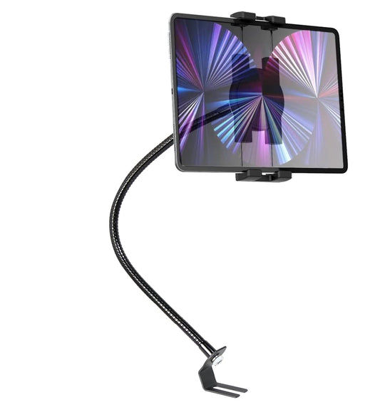 Oilcan seat rail car mount tablet holder, truck van bolt tablet phone holder with swan neck metal arm for iPad Pro Air Mini, Samsung Tabs, iPhone, more 4-13" phones and tablets.