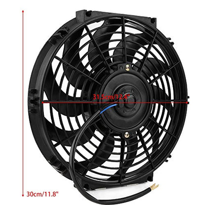 Universal radiator fan cooler 12 inch electric fan engine fan electric intercooler fan car made of ABS and steel (12V 80W)