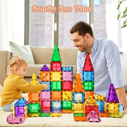 CUIOLTOY Magnetic Building Blocks, 121 PCS Magnetic Building Set with 2 cars and 1 Ferris wheel STEM Montessori Magnet Toy for Kids Gift from 3 4 5 6 7 8 Years Building Blocks Children's Toy