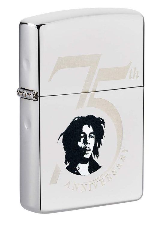ZIPPO - Bob Marley™ ©, High Polish Chrome - refillable petrol storm lighter in high-quality gift box.