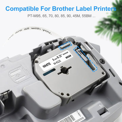 6 x XemaX Compatible M-K221S 9mm 3/8 Brother Replacement for Brother M-K221S M-K221 MK221S MK 221S Brother P-Touch 60 Tapes 9mm for Brother PT-65 PT-90 PT-80 PT-55 PT-60 PT-85 PT-M95, Black on White
