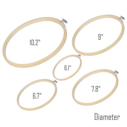 Embroidery kit with instructions, 5 bamboo hoops, 100 embroidery threads, 3 Aida cloths, and cross-stitch tool set for sewing. Suitable for adults.