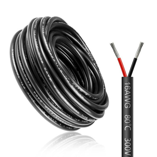 30 Meter 16AWG 2x1.5mm² electrical wire, 2-core cable 5V/12V/24V power cord Tinned copper cable, flexible and soft, low impedance, high temperature resistance extension cord.